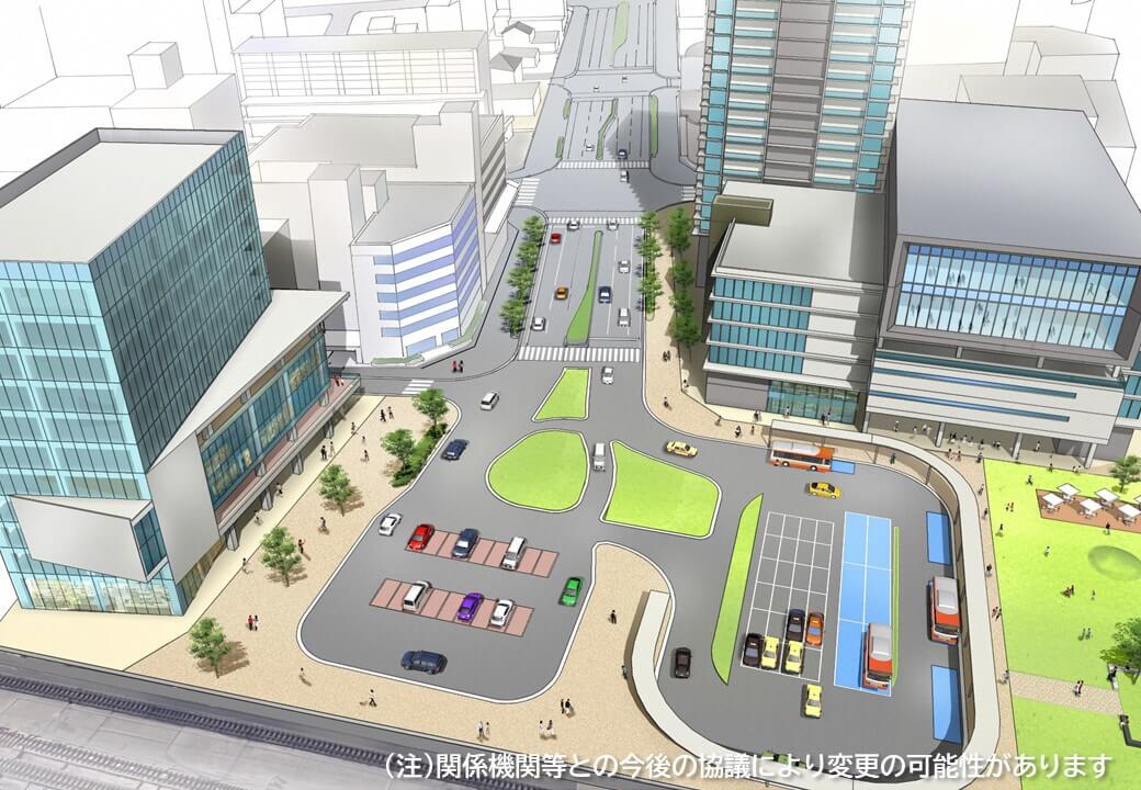 JR加古川駅周辺まちづくり（案）整備イメージ図。上空からのイメージ。