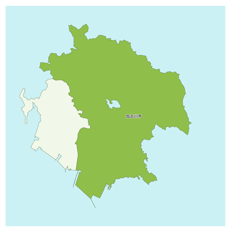 加古川市地図と左の自治体