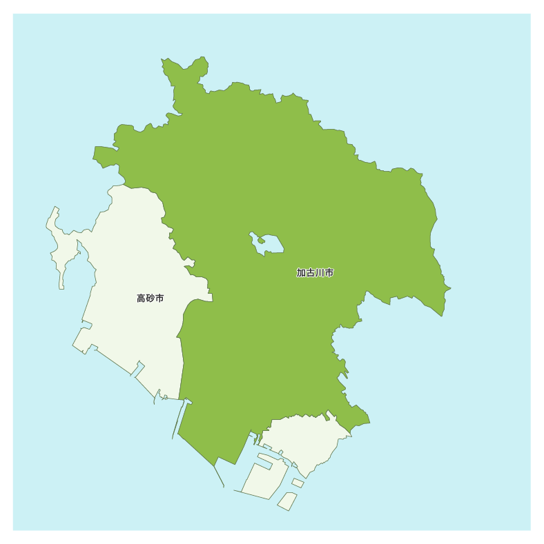 加古川市地図と右の自治体