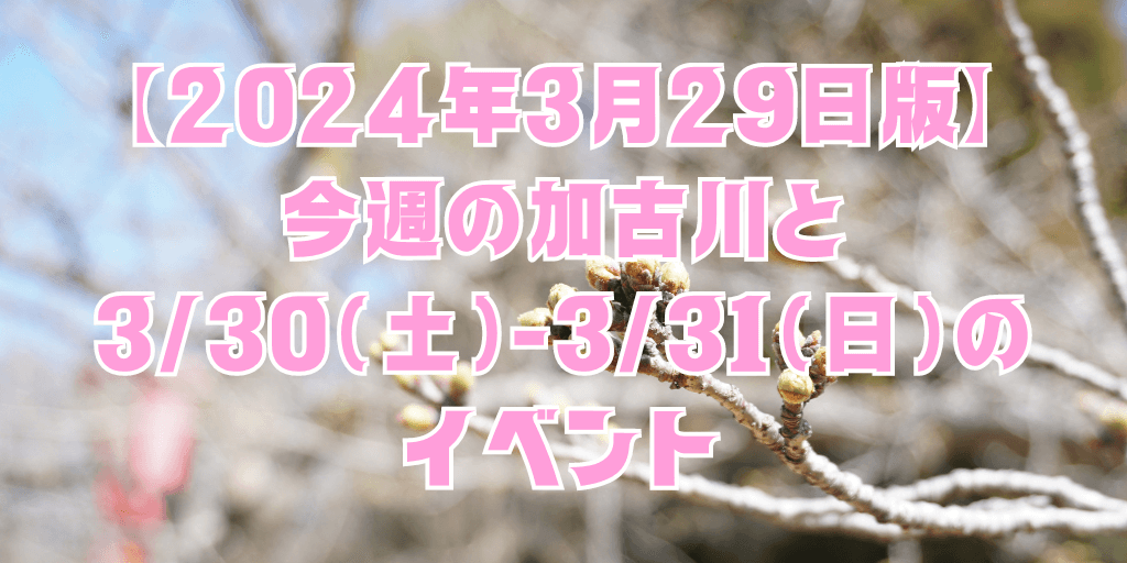 【2024年3月29日版】 今週の加古川と 3/30（土）-3/31（日）の イベント