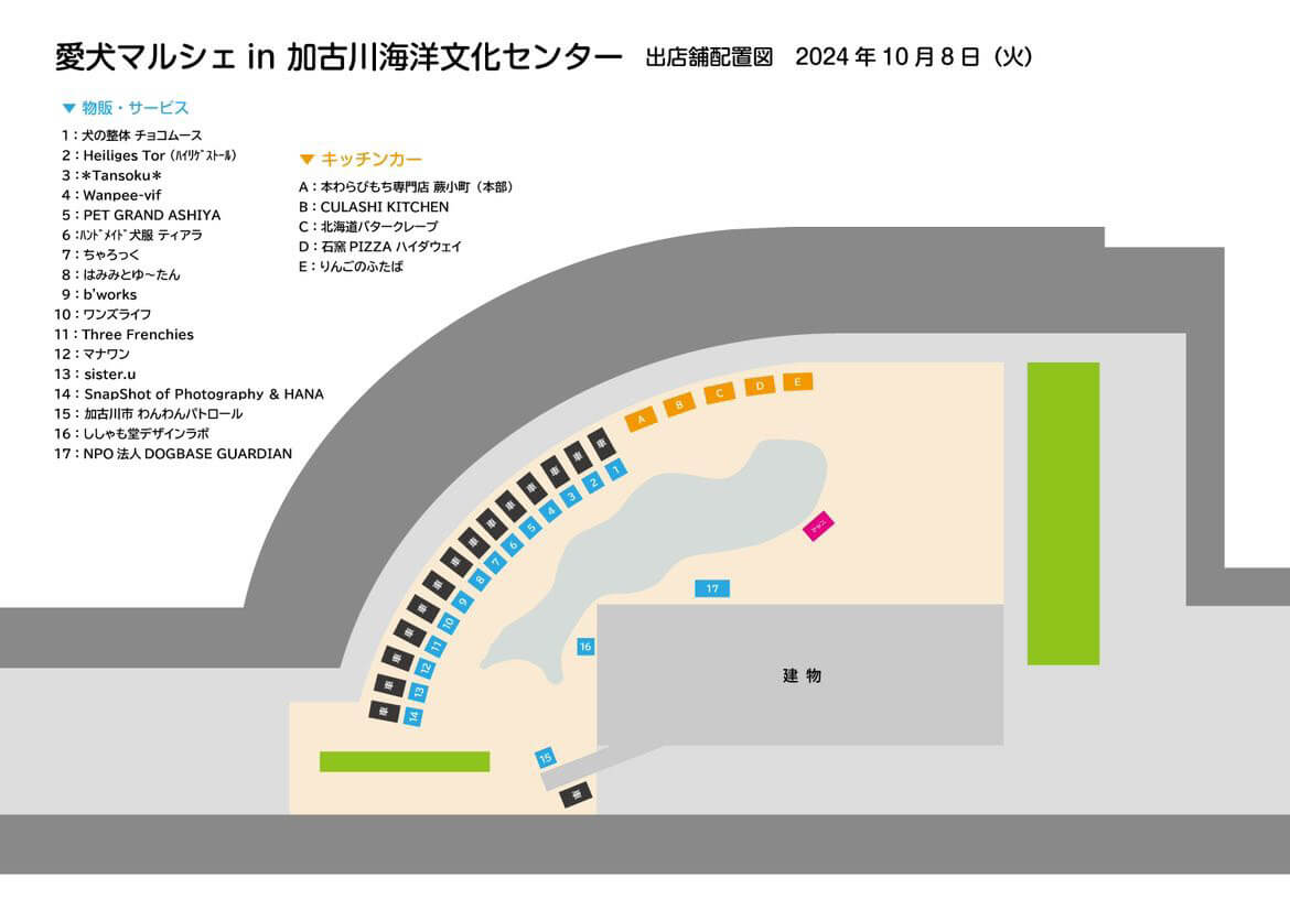 第20回 愛犬マルシェin加古川海洋文化センター会場マップ