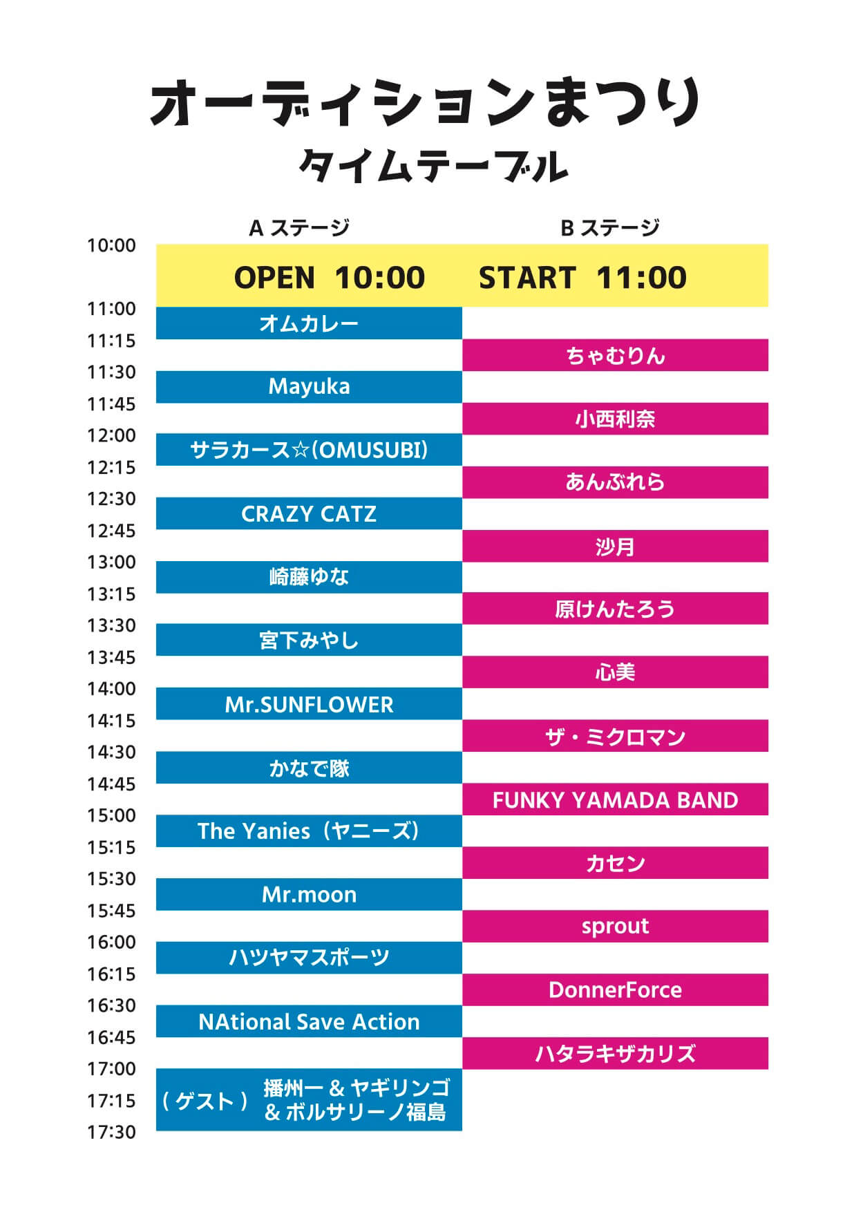 Road to カコフェス2025「オーディションまつり」タイムテーブル