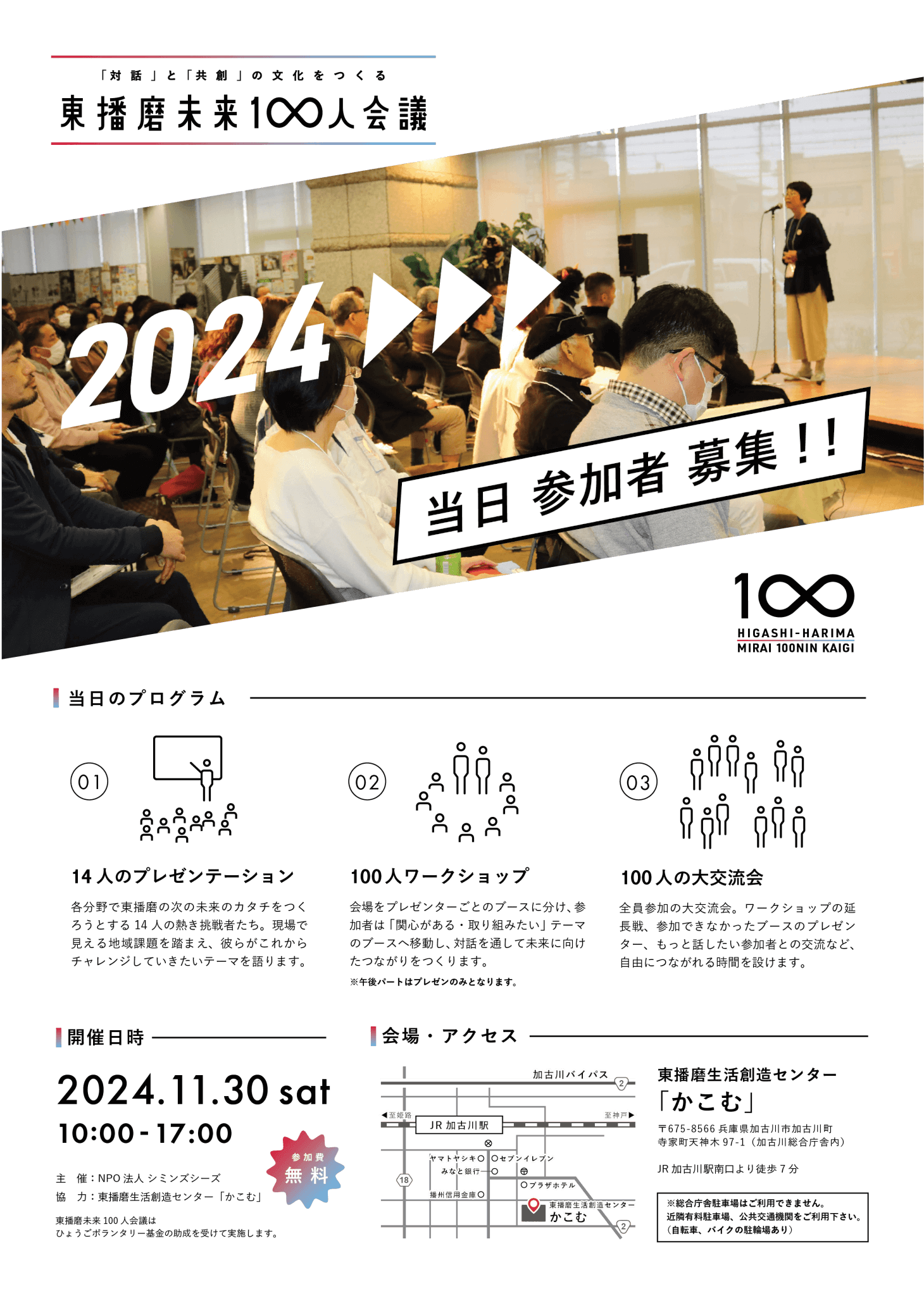 「対話」と「共創」の文化をつくる
東播磨100人会議
2024
当日参加者募集