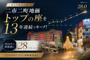 加古川駅南広場、 二市二町地価トップの座を 13年連続でキープ！